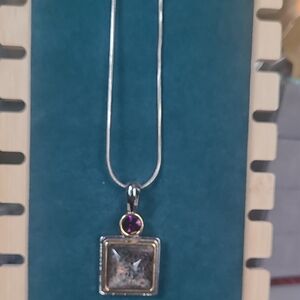 Vintage Lia Sophia Purple Fizz Silver Tone Neckace